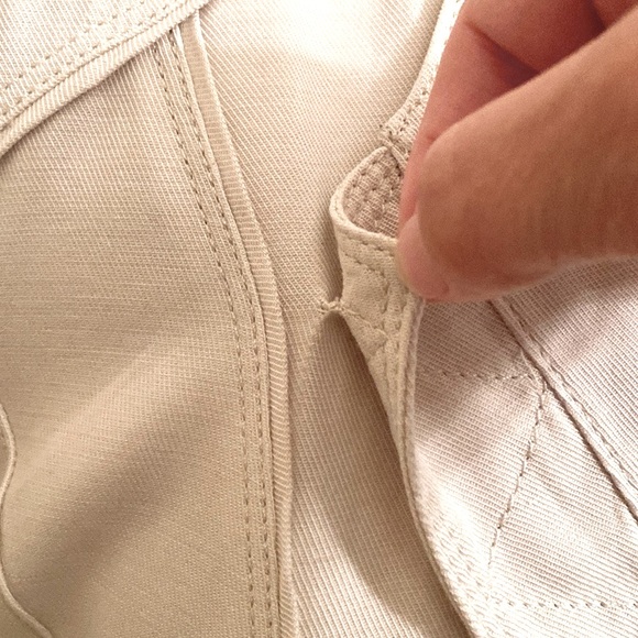 White House Black Market Cream Long Sleeve Criss Cross Open Moto Jacket Size 12 - Picture 6 of 14